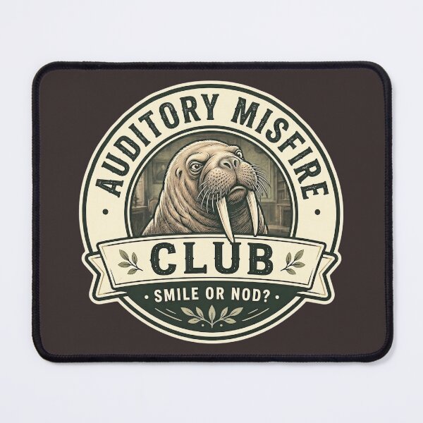 Item preview, Auditory Misfire Club T-Shirt - Smile Or Nod? Walrus Vintage Badge Logo Design  designed and sold by Halejo68.