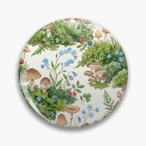 Item preview, Forest Floor Mushrooms and Wildflowers Watercolor Botanical Pattern designed and sold by Owcomm.