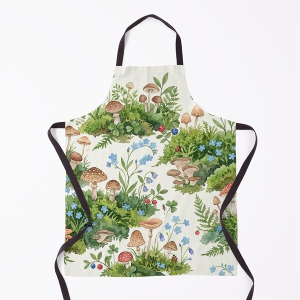 Item preview, Forest Floor Mushrooms and Wildflowers Watercolor Botanical Pattern designed and sold by Owcomm.