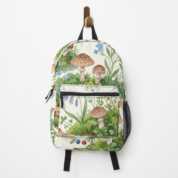 Item preview, Forest Floor Mushrooms and Wildflowers Watercolor Botanical Pattern designed and sold by Owcomm.