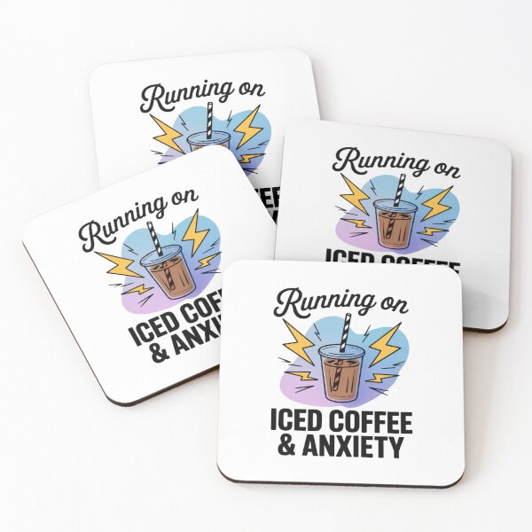 Item preview, Running on Iced Coffee and Anxiety Retro Drink Quote designed and sold by DariaOltes.