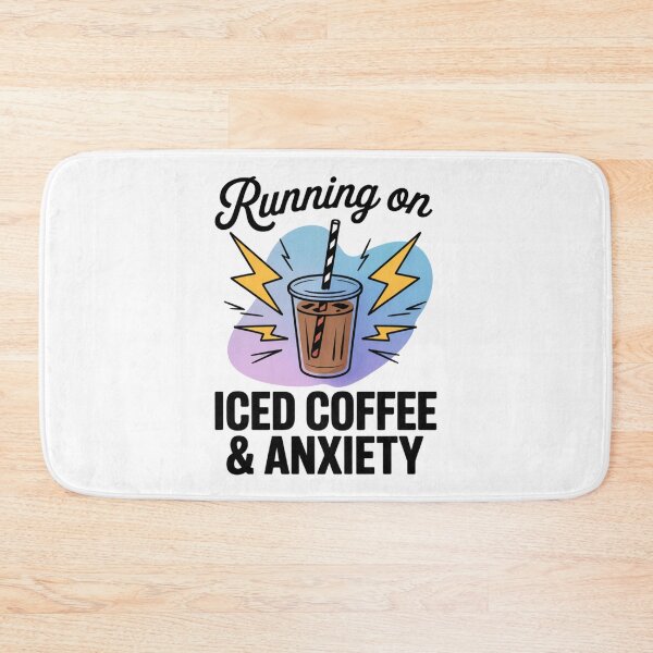 Item preview, Running on Iced Coffee and Anxiety Retro Drink Quote designed and sold by DariaOltes.