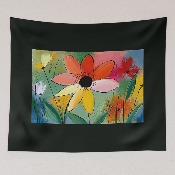 Item preview, Garden of Radiant Color - Blooming Flowers Alive with Bold Reds Yellows and Greens designed and sold by OlfactoART Studio.