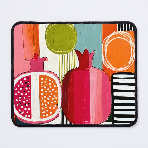 Item preview, Pomegranates in Geometric Splendor - Vibrant Red and Pink Fruit in Bold Abstract Color designed and sold by OlfactoART Studio.