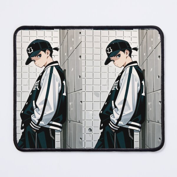 Item preview, Fashion - Man in Black Varsity Jacket Snapback Streetwear Anime Variant 4 designed and sold by AnimeShin.