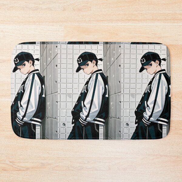 Item preview, Fashion - Man in Black Varsity Jacket Snapback Streetwear Anime Variant 4 designed and sold by AnimeShin.