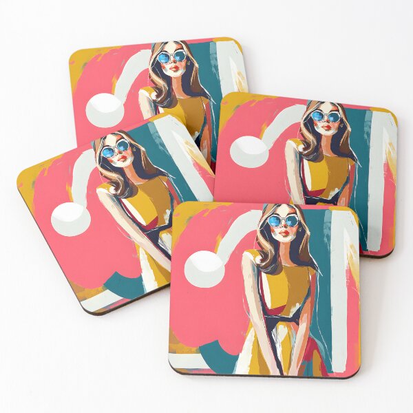 Item preview, Fashion Forward in Color - Woman in Blue Sunglasses and Yellow Dress with Bold Pop Art Flair designed and sold by OlfactoART Studio.