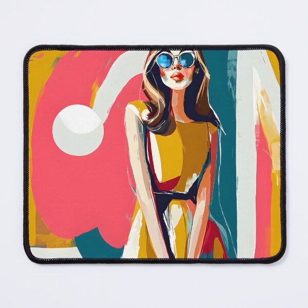 Item preview, Fashion Forward in Color - Woman in Blue Sunglasses and Yellow Dress with Bold Pop Art Flair designed and sold by OlfactoART Studio.