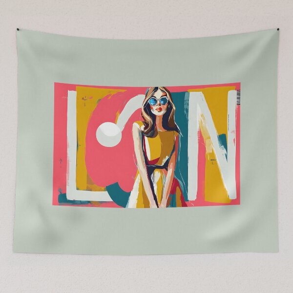 Item preview, Fashion Forward in Color - Woman in Blue Sunglasses and Yellow Dress with Bold Pop Art Flair designed and sold by OlfactoART Studio.