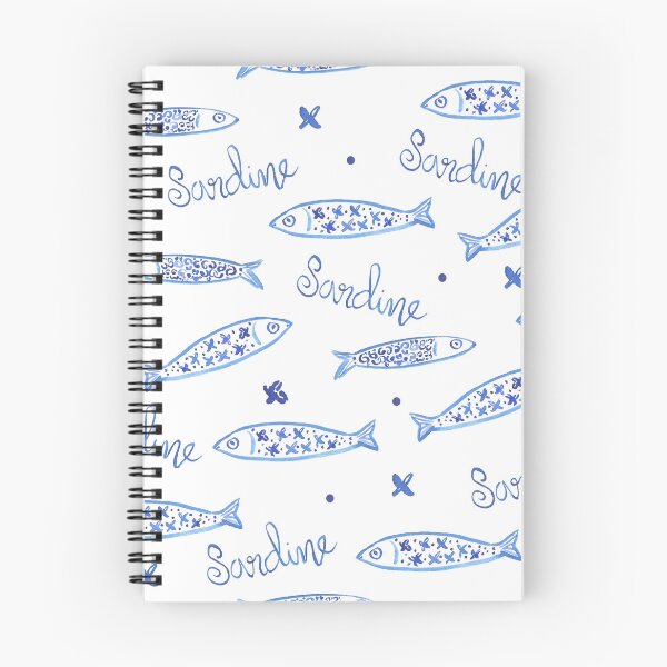 Item preview, Watercolor pattern of blue and white Portuguese sardines designed and sold by ElizabethCoelho.