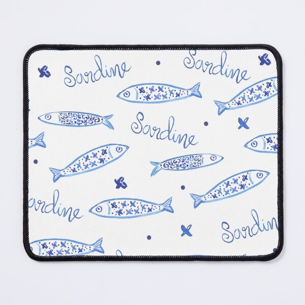 Item preview, Watercolor pattern of blue and white Portuguese sardines designed and sold by ElizabethCoelho.