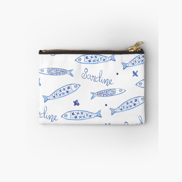 Item preview, Watercolor pattern of blue and white Portuguese sardines designed and sold by ElizabethCoelho.