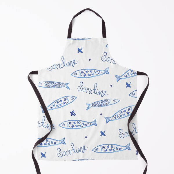Item preview, Watercolor pattern of blue and white Portuguese sardines designed and sold by ElizabethCoelho.