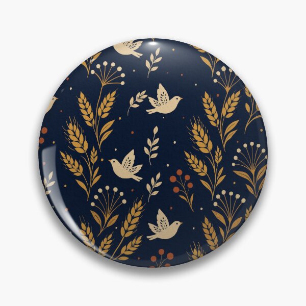 Item preview, Midnight Folk Birds and Wheat Pattern | Scandinavian Rustic Nature Illustration designed and sold by Lacritsa .