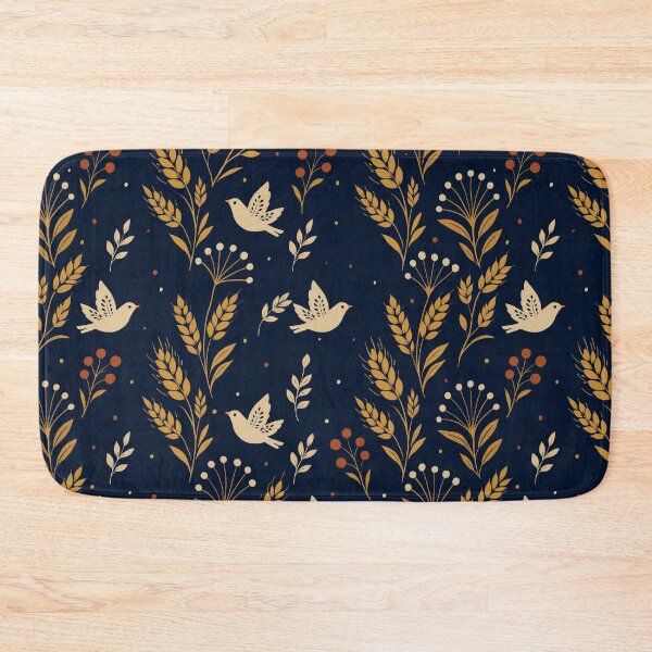 Item preview, Midnight Folk Birds and Wheat Pattern | Scandinavian Rustic Nature Illustration designed and sold by Lacritsa .