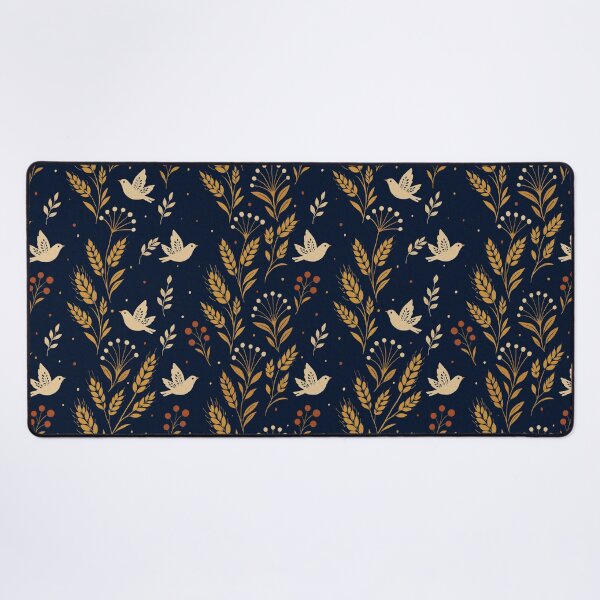 Item preview, Midnight Folk Birds and Wheat Pattern | Scandinavian Rustic Nature Illustration designed and sold by Lacritsa .