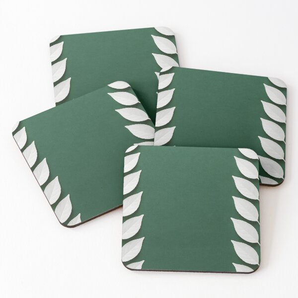 Item preview, white Leaves Border Frame on dark green designed and sold by EmeraldeaArt.