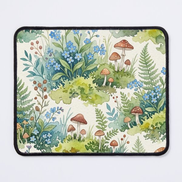 Item preview, Watercolor Forest Floor Mushrooms and Forget Me Nots designed and sold by Owcomm.