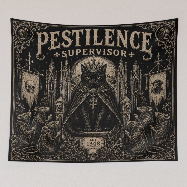 Item preview, Pestilence Supervisor – Medieval Gothic Cat | Dark Humor Black Death Design designed and sold by Jankes88.