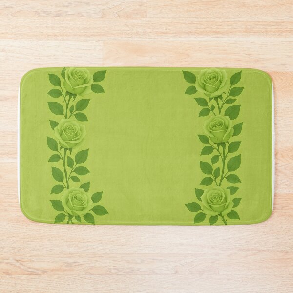 Item preview, Light Green Petal Roses with Dark Green Stems – Minimal Floral Border Design on Soft Green Background designed and sold by EmeraldeaArt.