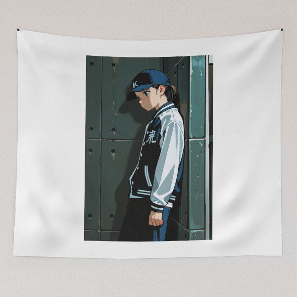 Item preview, Fashion - Man in Black Varsity Jacket Snapback Streetwear Anime Variant 6 designed and sold by AnimeShin.