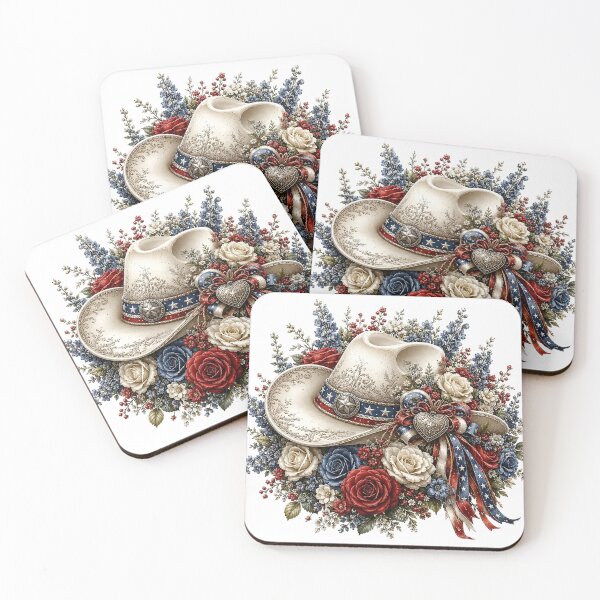 Item preview, Patriotic Cowboy Hat with Roses designed and sold by PetalGarden.