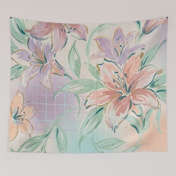 Item preview, Pastel Lily Grid Floral Pattern designed and sold by Owcomm.