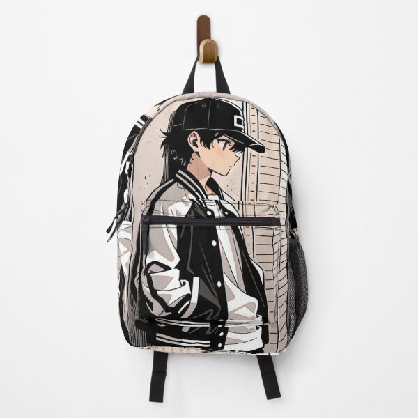 Item preview, Fashion - Man in Black Varsity Jacket Snapback Streetwear Anime Variant 7 designed and sold by AnimeShin.