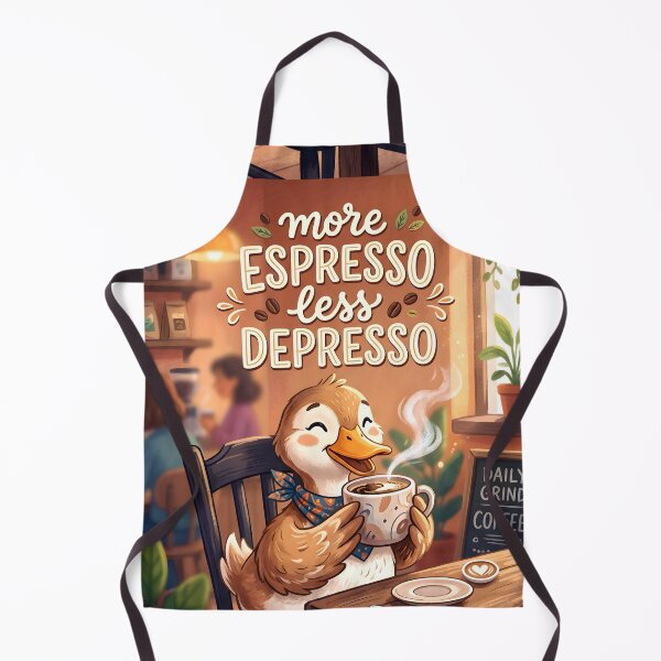 Item preview, More Espresso Less Depresso - Happy Duck Drinking Coffee designed and sold by Jon-Baran.