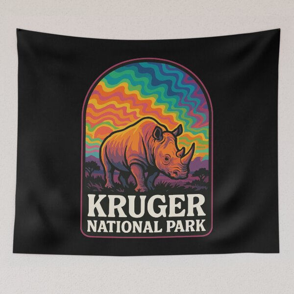 Item preview, Kruger National Park Rhinoceros Trippy Travel designed and sold by TomFrontierArt.