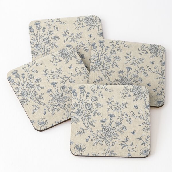 Item preview, Blue Toile Botanical Floral Garden Pattern designed and sold by Owcomm.