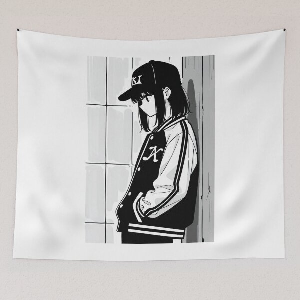 Item preview, Fashion - Man in Black Varsity Jacket Snapback Streetwear Anime Variant 8 designed and sold by AnimeShin.