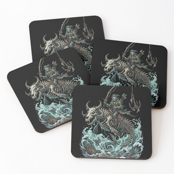 Item preview, Undead Pirate Skeleton Riding Skeletal Sea Monster Sea Storm designed and sold by M.Store.