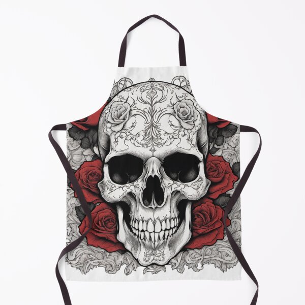 Item preview, ornate gothic skull surrounded by black roses designed and sold by GDAFlux.
