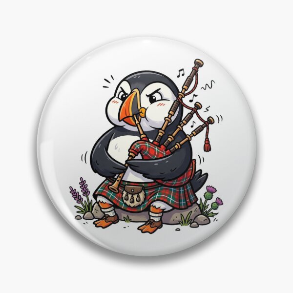 Item preview, Funny Scottish Puffin Playing Bagpipes Cartoon designed and sold by DuckOddity.