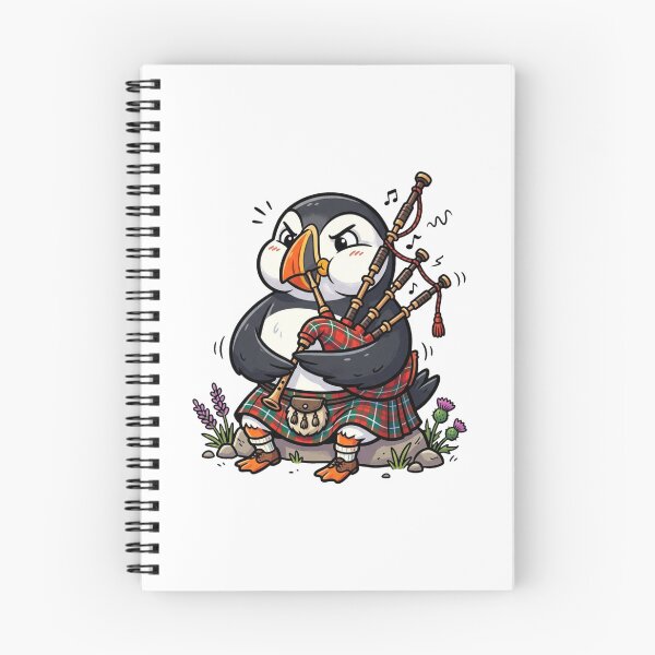 Item preview, Funny Scottish Puffin Playing Bagpipes Cartoon designed and sold by DuckOddity.