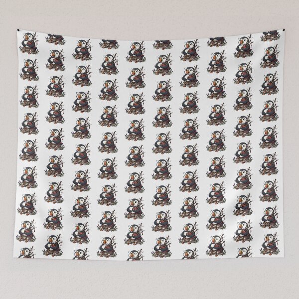 Item preview, Funny Scottish Puffin Playing Bagpipes Cartoon designed and sold by DuckOddity.