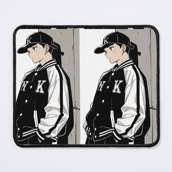 Item preview, Fashion - Man in Black Varsity Jacket Snapback Streetwear Anime Variant 9 designed and sold by AnimeShin.