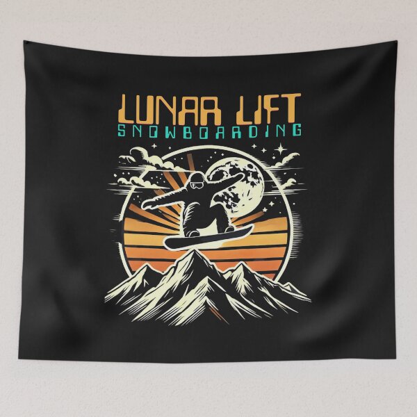 Item preview, Lunar Lift Snowboarding – Retro Mountain Snowboarder designed and sold by CraigDesignWork.