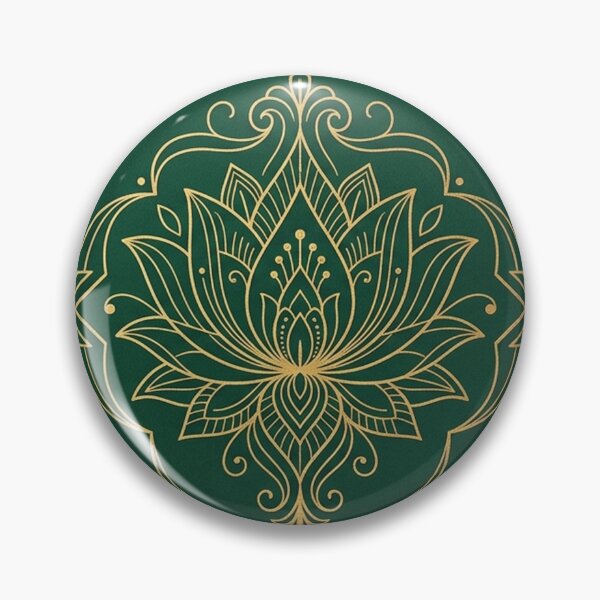 Item preview, Golden Lotus Floral Mandala on Emerald Green designed and sold by Owcomm.
