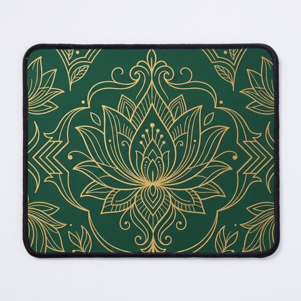 Item preview, Golden Lotus Floral Mandala on Emerald Green designed and sold by Owcomm.