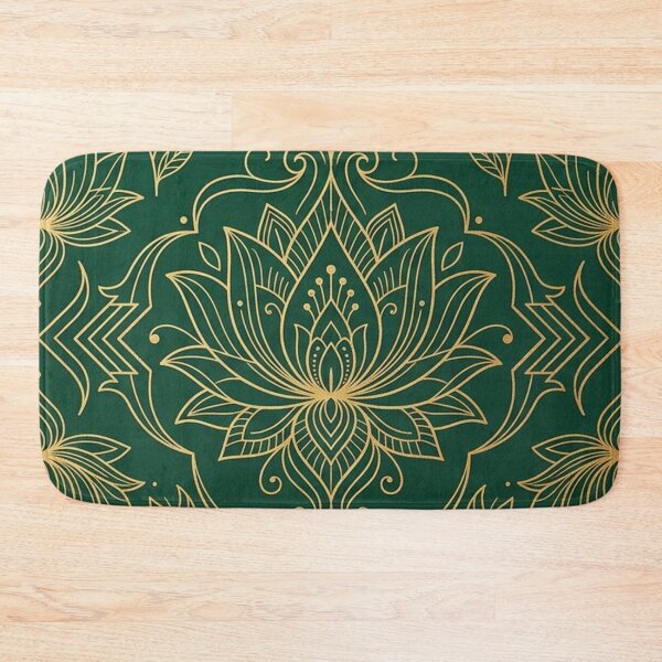 Item preview, Golden Lotus Floral Mandala on Emerald Green designed and sold by Owcomm.