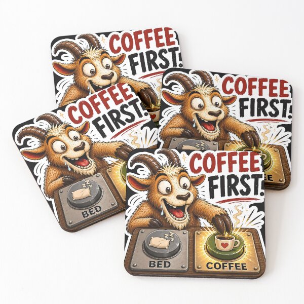 Item preview, Coffee First Funny Coffee Goat Sticker⁠ designed and sold by Easternpantry.