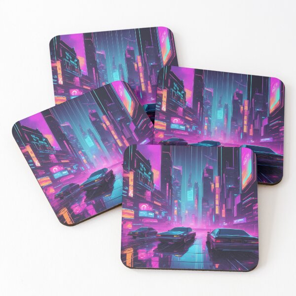 Item preview, Neon cyber‑punk city skyline at night designed and sold by GDAFlux.