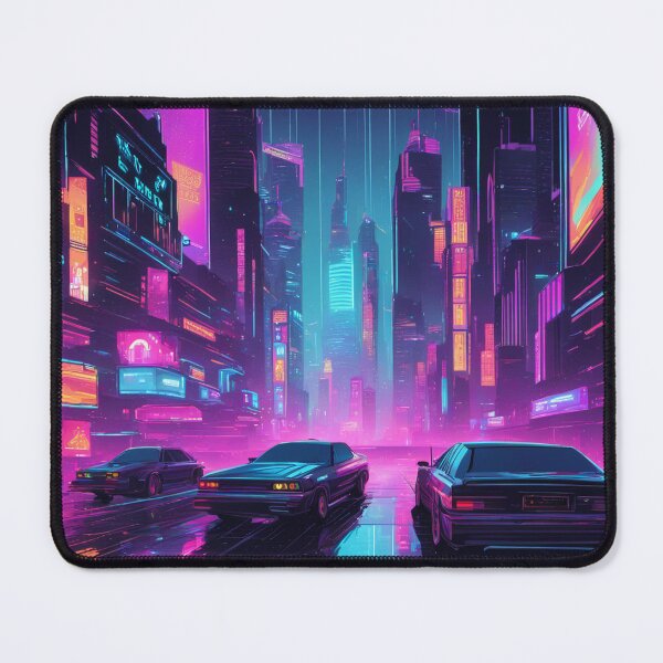 Item preview, Neon cyber‑punk city skyline at night designed and sold by GDAFlux.
