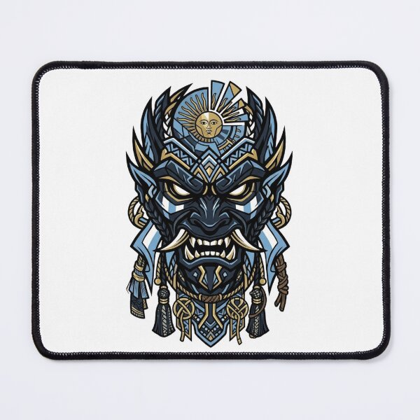Item preview, Argentina Oni Warrior - Tribal Mask with Golden Sun of May designed and sold by FootballCrazy10.