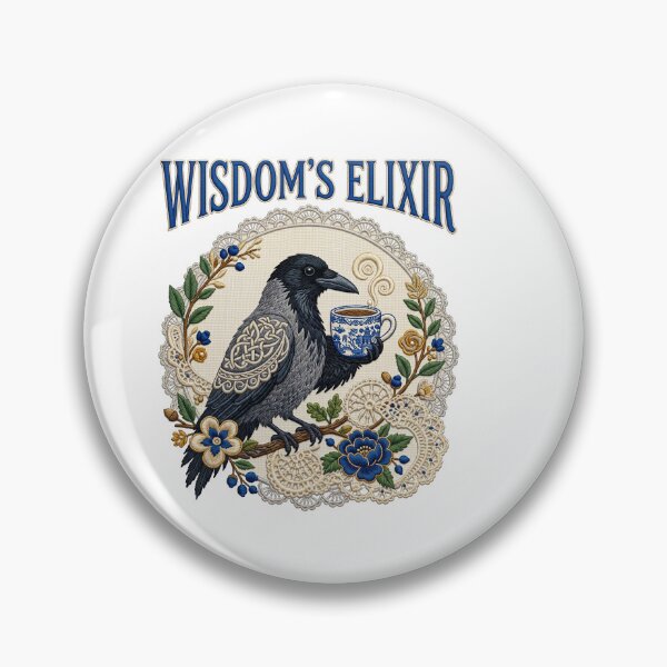 Item preview, Wisdoms Elixir Crow Teacup Floral designed and sold by TeeARTHY.