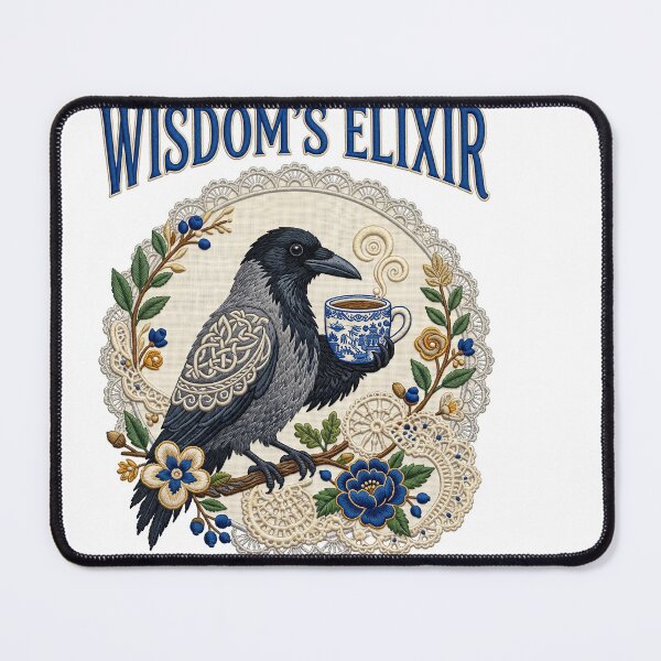 Item preview, Wisdoms Elixir Crow Teacup Floral designed and sold by TeeARTHY.