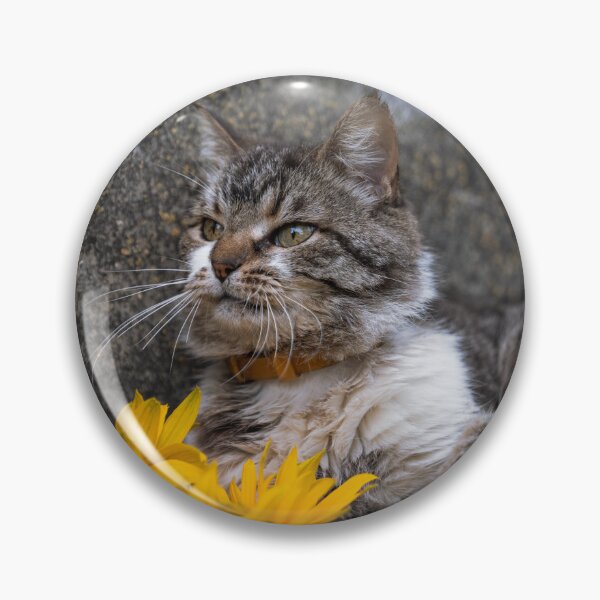 Item preview, Tabby Cat with Bright Summer Flowers designed and sold by EllenNortt.