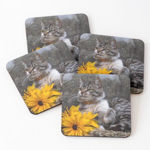Item preview, Tabby Cat with Bright Summer Flowers designed and sold by EllenNortt.